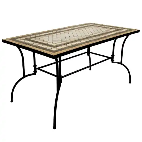 Nieuw Tavolo decoro mosaico Classic I in metallo verniciato cm 150x80x73h mosaico simil pietra da esterno