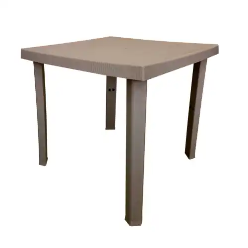 Tavolo Figaro in resina antiurto tortora senza incrocio cm 80x80x72 da giardino esterno Goedkoop