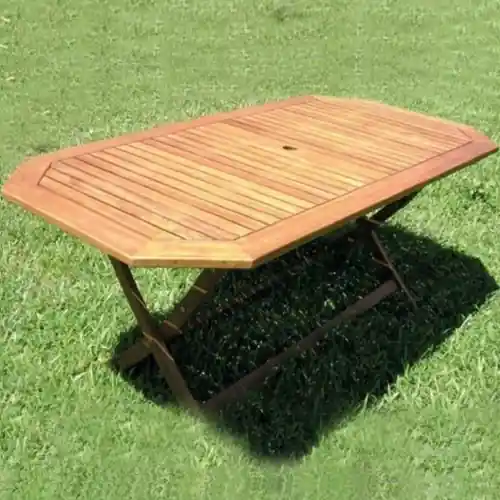 Beste Prijs Tavolo Flower pieghevole in legno con finitura ad olio 180x90x75 cm da giardino esterno
