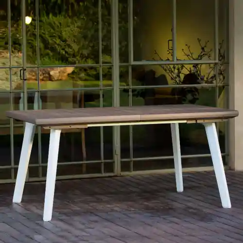 Hoge Kwaliteit Tavolo Harmony estensibile in resina antiurto e doghe effetto legno bianco/tortora 160/240x100x74 cm da giardino esterno