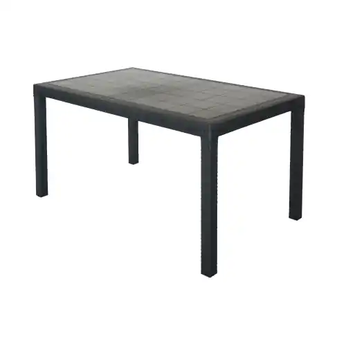 Betrouwbaar Tavolo Houston in resina antiurto effetto polirattan antracite 150x90x74 cm da giardino esterno