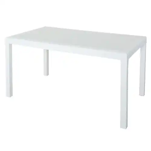 Koop Vandaag Tavolo Houston in resina antiurto effetto polirattan bianco 150x90x74 cm da giardino esterno