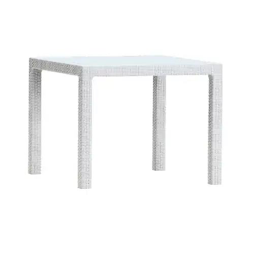 Premium Tavolo Melody 94 quadrato in resina antiurto effetto polirattan bianco 94x94x74 cm da giardino esterno