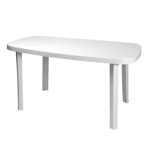 Tavolo Otello in resina antiurto bianco senza incrocio 136x82x72 cm da giardino esterno Hete Deal