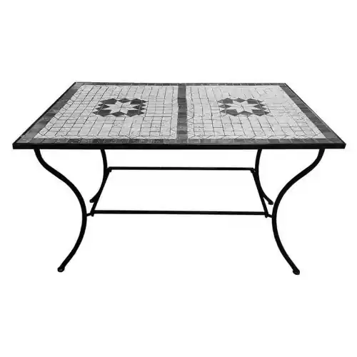 Laatste Versie Tavolo rettangolare Ariel in metallo con decorazione in mosaico simil pietra cm 120x80x73 da giardino