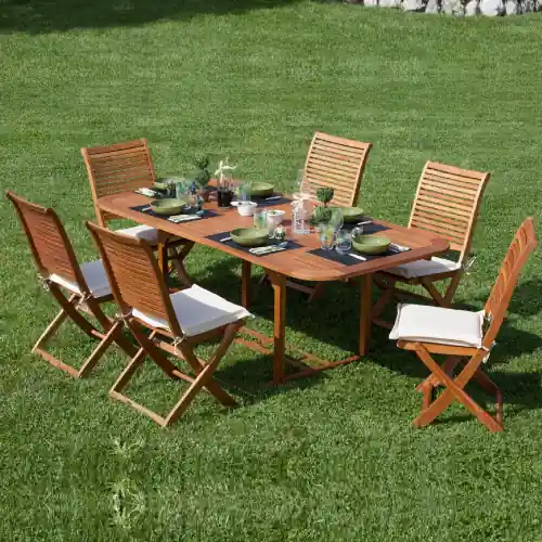 Tavolo Riviera estensibile in legno con finitura ad olio 120/160x80x75 cm da giardino esterno Gratis Retour