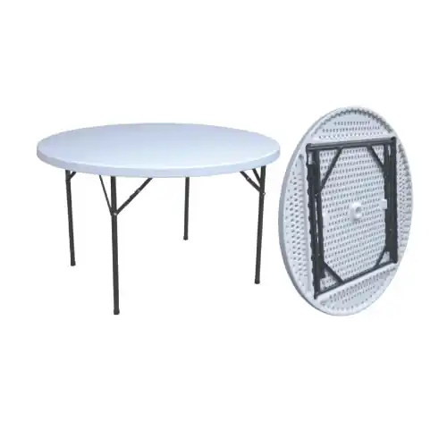 Direct Verzonden Tavolo rotondo struttura in acciaio piano in HDPE pieghevole cm 152x74 tavolino da picnic campeggio