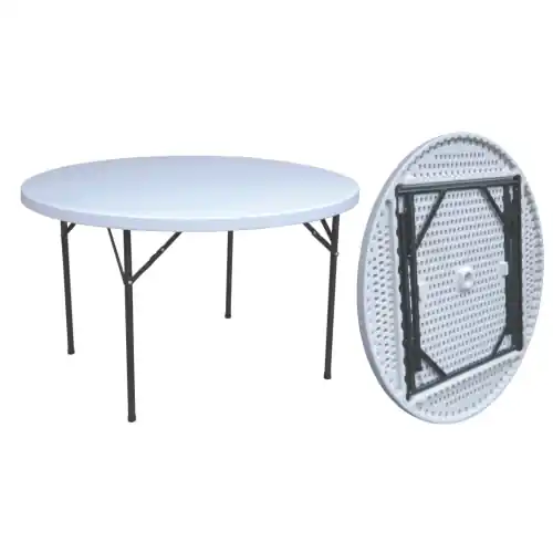 Snelle Levering Tavolo rotondo struttura in acciaio piano in HDPE pieghevole cm 180x74 tavolino da picnic campeggio