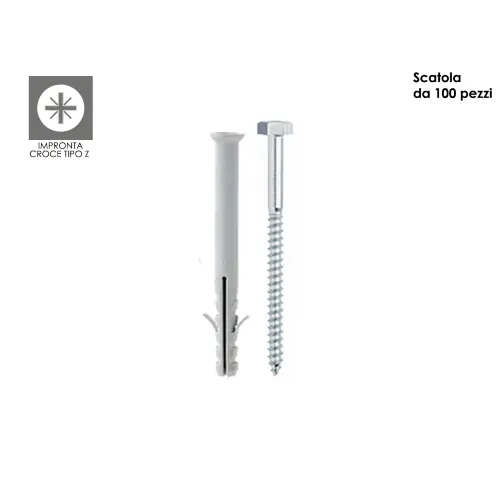 Tecfi 100 tasselli in nylon prolungato 10x160 con due alette vite TPS a legno impronta a croce tipo Z Lage Kosten