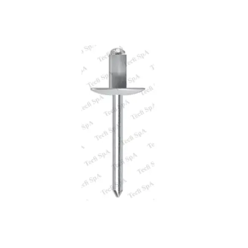 Tecfi 250 rivetti a strappo Ø 4,8 x 16/16 ad estremità aperta in alluminio testa bombata larga con mandrino in acciaio zincato (Grigio - Ø 4,8x16/16) Actieprijs