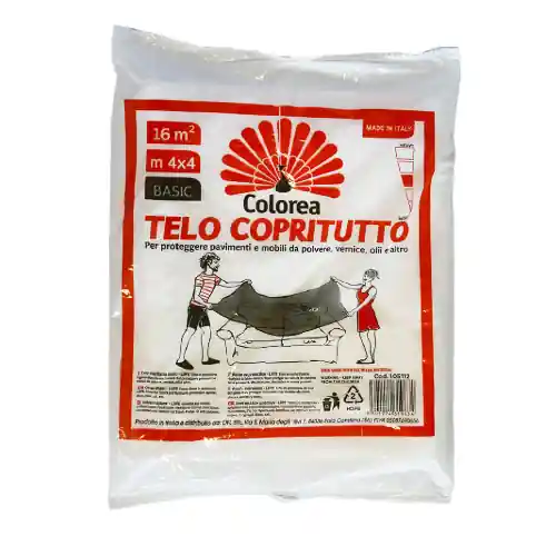 Must-Have Telo copritutto multiuso 4 x 4 mt in polietilene neutro gr. 110 circa alta densità 7 micron in busta
