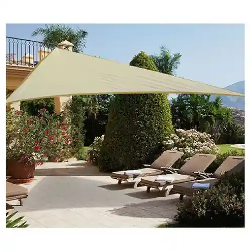 Actieprijs Telo vela triangolare ecrù ombreggiante con occhielli 5x5x5 mt per ombra da giardino parcheggio