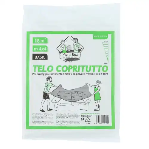 Betaalbaar Telone copritutto basic 4x4 mt in polietilene spessore 13 micron 200 gr telo protettivo protezione pavimenti e mobili