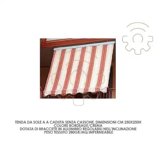 Tenda da sole a caduta senza cassone bordeaux/bianco cm250x250h tessuto 280gr/mq impermeabile esterno balcone finestra terrazzo Bestseller