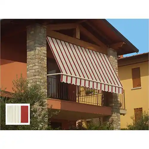 Tenda da sole a caduta senza cassone regolabile nell‘inclinazione bordeaux/crema 4x3 mt fissabile sia a soffitto che a parete Dagaanbieding