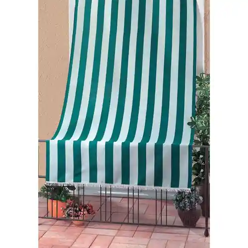 Tenda da sole per sormonto bianco/verde 140x300 cm in cotone lavabile stirabile ed impermeabile da giardino esterno Premium