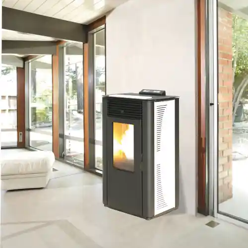 Termostufa a pellet King 14 idro canalizzata 14,8 kW bianca per 340 m³ con telecomando Tijdelijk Beschikbaar