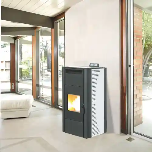 Gecertificeerd Termostufa a pellet King 20 idro 19,03 kW bianca per 440 m³ con telecomando e ventilazione di serie