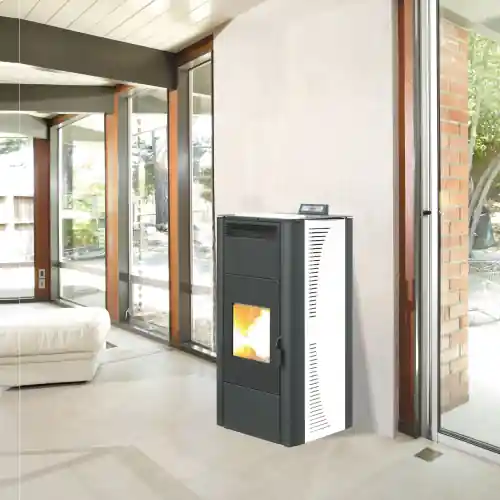 Rechtstreeks Van De Fabrikant Termostufa a pellet King 24 23,1 kW bianca per 510 m³ rivestimento in acciaio con termostato