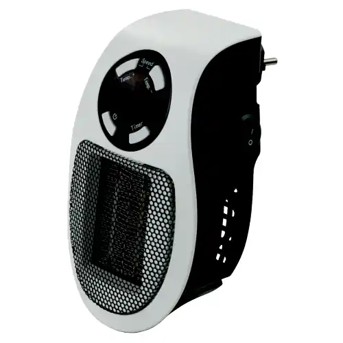 Termoventilatore Pluggy 500W 2 velocità si attacca direttamente alla presa del muro con timer e spegnimento automatico Koopje