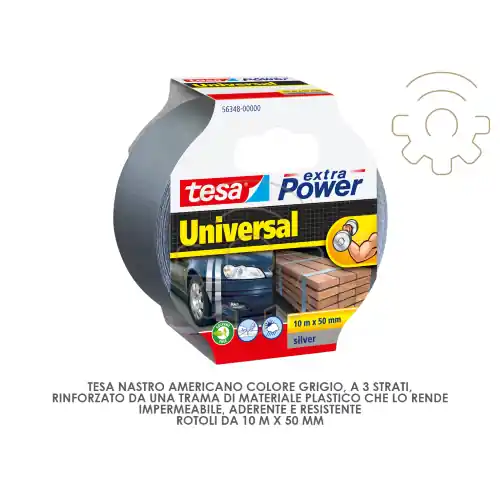 Veilige Betaling Tesa nastro americano extra power grigio 3 strati impermeabile resistente aderente m 10 x mm 50