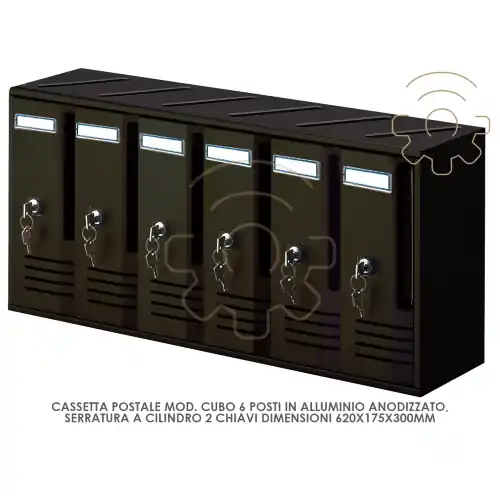Trimec cassetta postale a 6 posti ghisa mm 620x175x300h ghisa alluminio anodizzato con serratura a cilindro 2 chiavi Alleen Vandaag