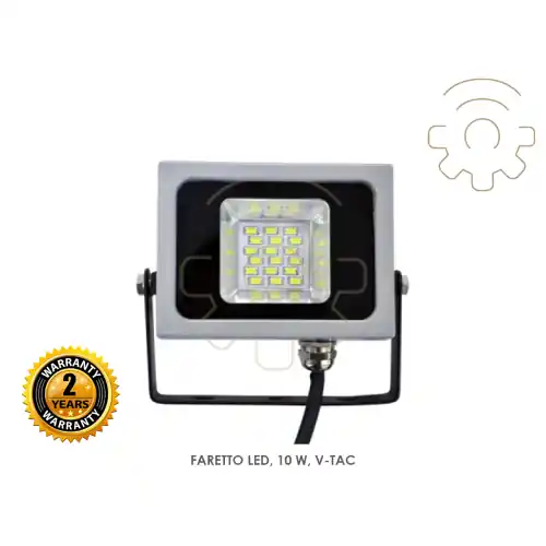 V-tac 4810 faro faretto a led 10w luce bianco freddo 800lm 6000k con staffa di supporto colore alluminio Betrouwbaar