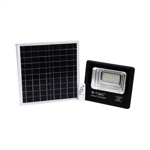 V-tac 94010 faro 60W con pannello solare per esterno IP65 1650 lm luce bianco ghiaccio 6400K Weekendaanbieding