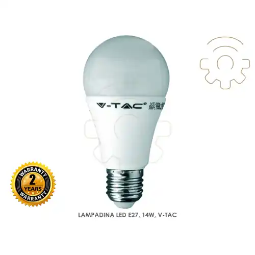 V-tac lampada lampadina led sfera bulbo 14W E27 luce bianco naturale 1320 lumen 4000K Merkproduct