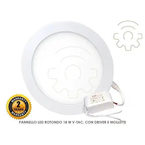 V-tac pannello led tondo18w luce bianco freddo 6000K con driver per interno circolare rotondo Nieuw
