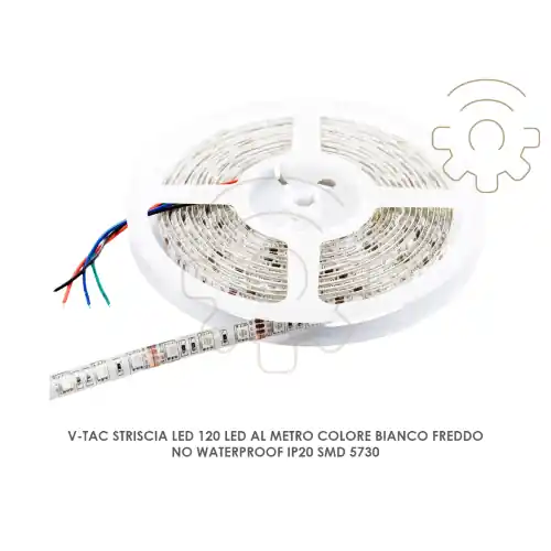 V-tac Striscia led 120 led al metro colore bianco freddo IP20 5730 smd no waterproof Op = Op