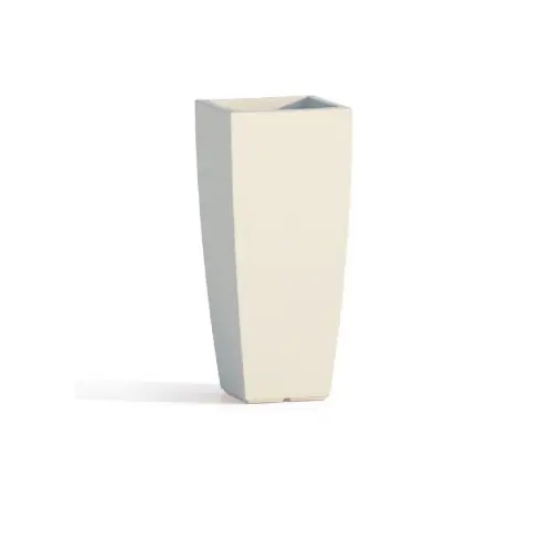 Vaso di arredamento quadro Home in resina color bianco ghiaccio 33x33x70 cm per arredo interno ed esterno Populair
