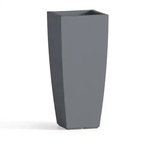 Vaso di arredamento quadro Home in resina color grigio pietra 40x40x90 cm per arredo interno ed esterno Koop Online