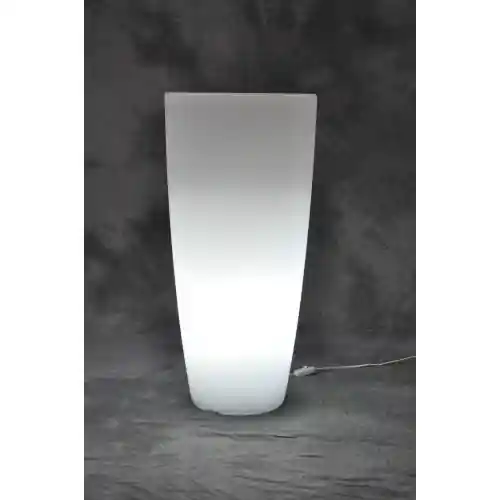 Vaso tondo luminoso Home light in resina bianco ghiaccio/ luce bianca Ø 33x70 cm per arredo interno ed esterno Op = Op