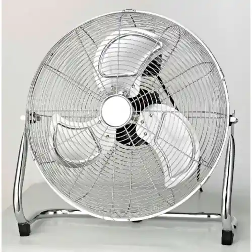 Ventilatore a pavimento Metal ø 45 cm in metallo cromato 90 W a 3 velocità con oscillazione verticale e griglia di protezione Gecertificeerd