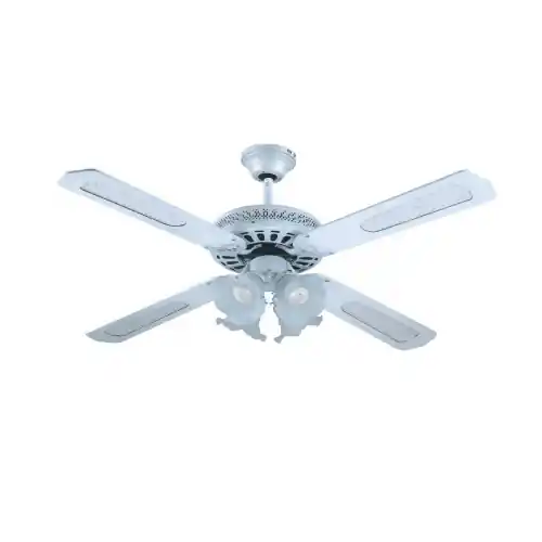 Ventilatore da soffitto Country 70W 3 pale in simil legno quattro lampade 3 velocità Ø 130 cm bianco con inversione di marcia Superprijs