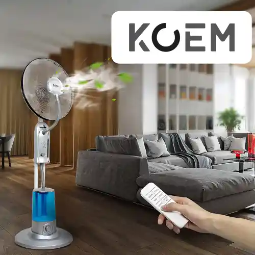 Ventilatore Rugiada con nebulizzatore purificatore d‘aria a piantana 75W esterno interno e giardino Speciale Aanbieding