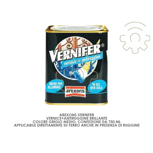 Vernifer vernice + antiruggine brillante colore Grigio Medio 750 ml applicazione diretta ruggine antiruggine vernice smalto Gecertificeerd