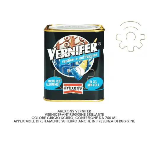 Voordeelprijs Vernifer vernice + antiruggine brillante colore Grigio Scuro750 ml applicazione diretta ruggine antiruggine vernice smalto