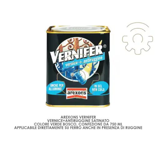 Alleen Vandaag Vernifer vernice + antiruggine satinato colore Verde Bosco 750 ml applicazione diretta ruggine antiruggine vernice smalto