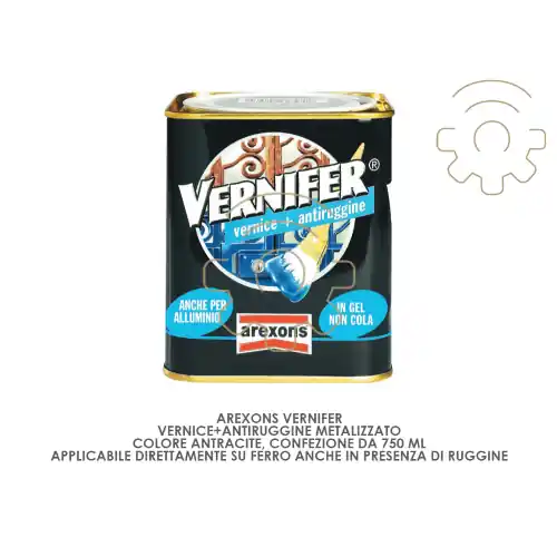 Vernifer vernice con antiruggine effetto metalizzato Antracite 750 ml smalto in gel ad applicazione diretta su ruggine per ferro ed alluminio (Antracite - RAL 4908) Premium
