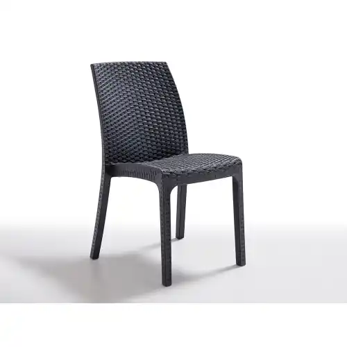 Koop Online Virginia impilabile in polipropilene effetto rattan antracite moderna ed elegante cm 47x59x86 h per interno ed esterno
