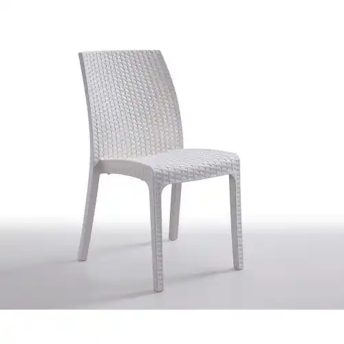 Bestseller Virginia impilabile in polipropilene effetto rattan bianca moderna ed elegante cm 47x59x86 h per interno ed esterno
