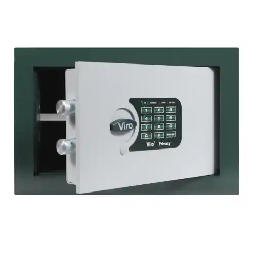 Weekendaanbieding Viro 1.4373.20 cassaforte a combinazione elettronica 35x20x23 cm sportello in acciaio spessore 8 mm e catenacci Ø 20 mm da incasso