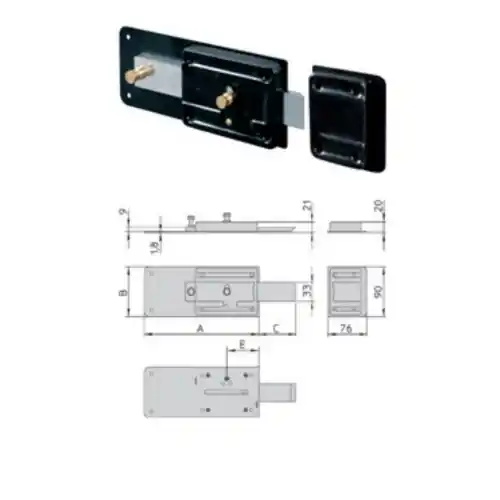 Beperkt Aanbod Viro 1.7853 serratura a ferroglietto cilindro staccato 60 mm 5 mandate con catenaccio a scrocco incorporato