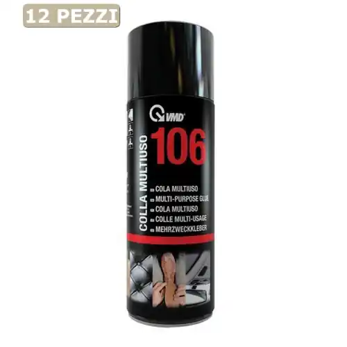 Must-Have VMD 106 confezione 12 bombolette colla spray 400 ml multiuso per tutti i materiali professionale made in Italy