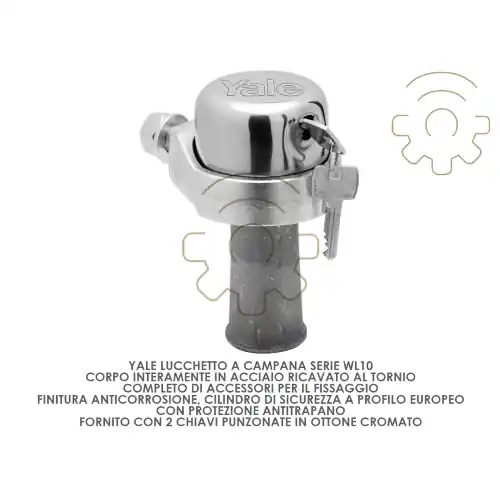 Yale lucchetto a campana mod WL10 corpo acciaio completo accessori fissaggio 2 chiavi atitrapano Uitverkoop