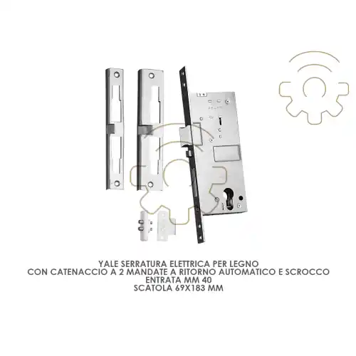 Yale serratura elettrica per legno scatola mm 69 x 183 entrata 40 mm catenaccio a 2 madate a ritorno automatico scrocco Goedkoop