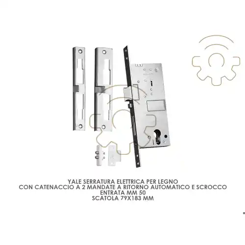 Yale serratura elettrica per legno scatola mm 79 x 183 entrata 50 mm catenaccio a 2 madate a ritorno automatico scrocco Fabrieksprijs
