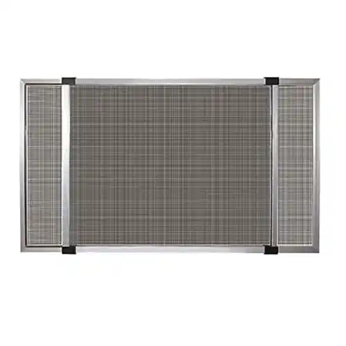 Zanzariera estensibile argento con telaio in alluminio h 50x70 cm trama fitta in fibra di vetro verticale orizzontale con spazzola Bestel Nu